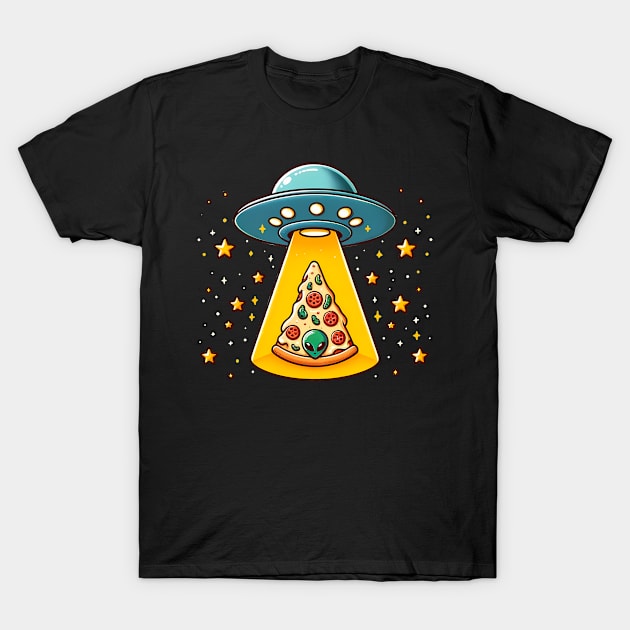 Ufo beaming Pizza, Funny Pizza Lover T-Shirt by dukito